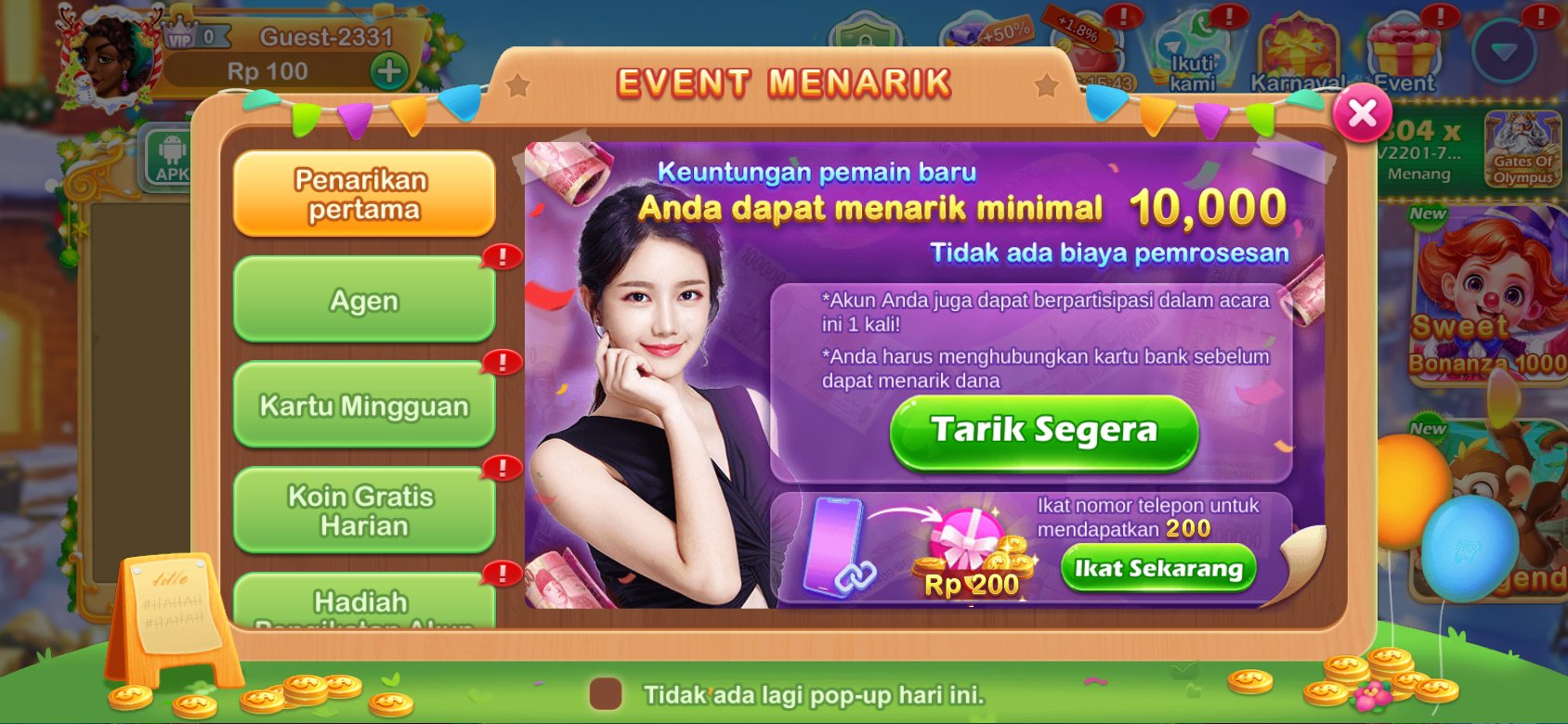 Tangkapan layar aplikasi Slots idr yang menampilkan halaman penarikan dana.